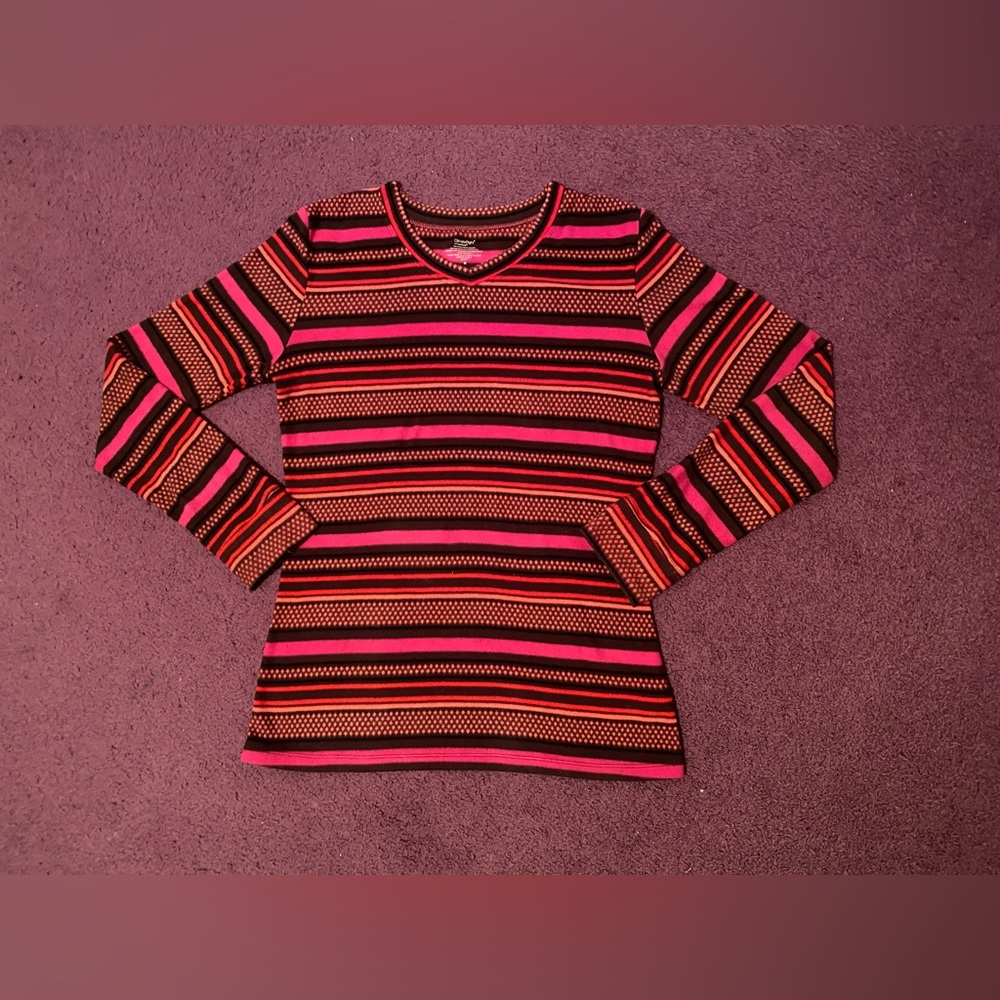 ClimateRight pink and brown patterned fleece pj shirt size Medium
